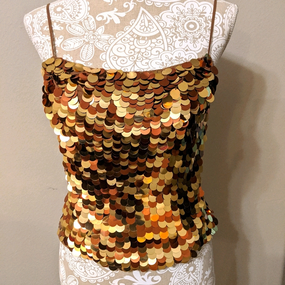 NWT Terani Silk Bronze Gold Top Size 6